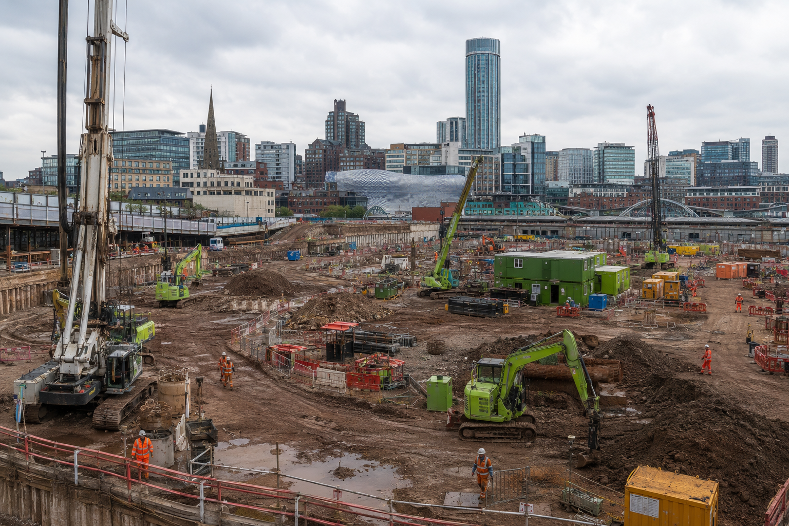 HS2 station early works on a city site