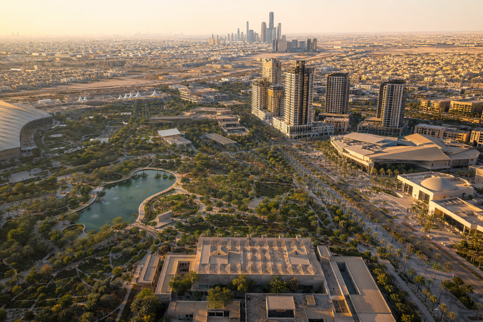 Large-scale urban park and district masterplan