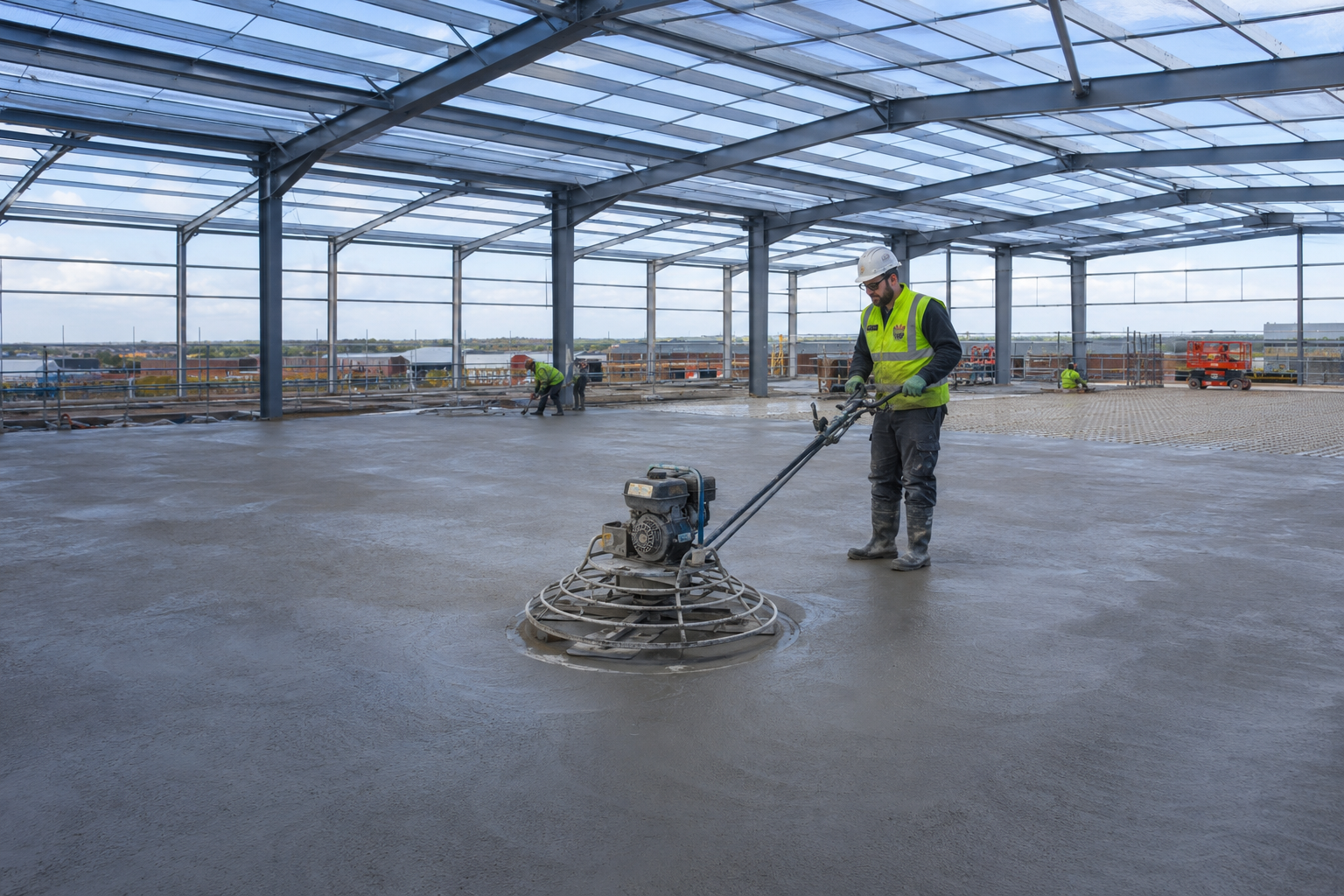 Large industrial warehouse and slab construction